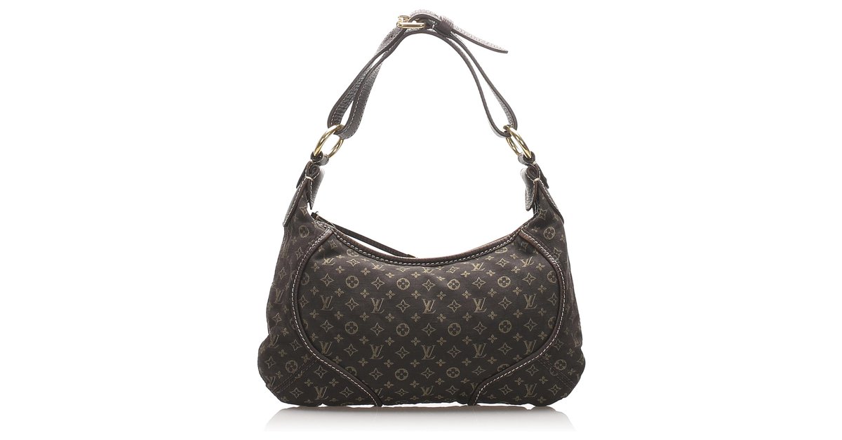 Louis Vuitton Brown Monogram Mini Lin Manon PM Dark brown Leather Cloth  Pony-style calfskin Cloth ref.1041688 - Joli Closet