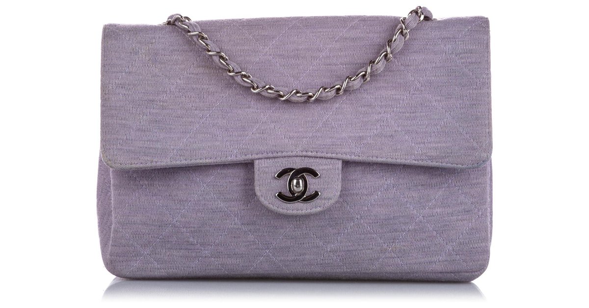Chanel Gray Medium Classic Cotton Single Flap Bag Grey Cloth ref.226297 -  Joli Closet