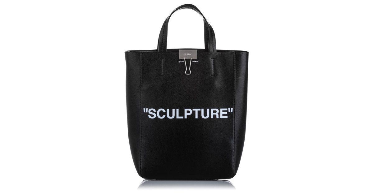 Off White Black Medium Sculpture Leather Tote Bag Pony-style calfskin  ref.226323 - Joli Closet