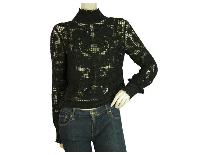 CHRISTIAN DIOR Blusa de manga larga con cuello alto y cuello alto