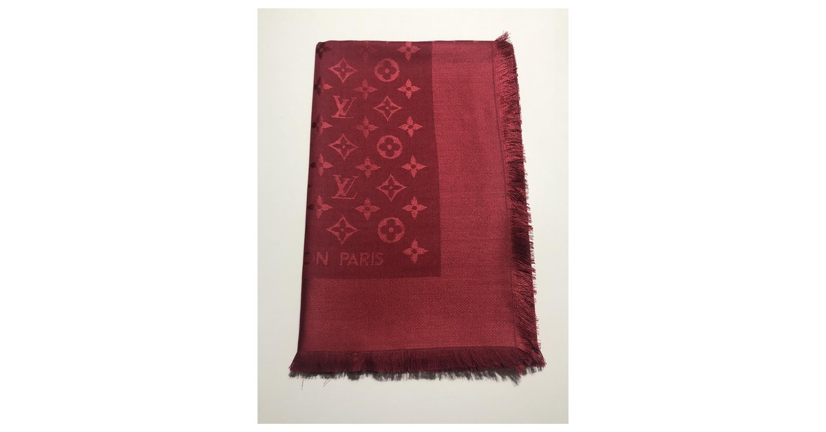 Louis Vuitton natural color monogram shawl Silk Wool ref.173682
