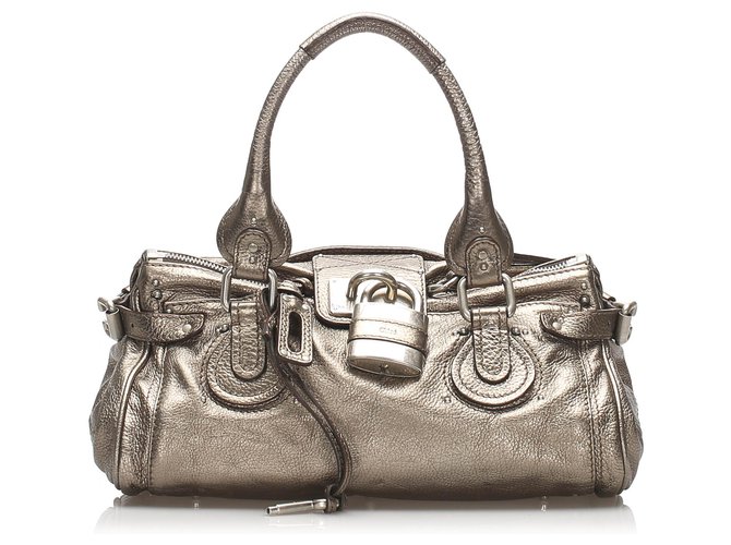 Chloé Paddington Medium Hand Bag Silver chloé silver paddington bag – hachi archive