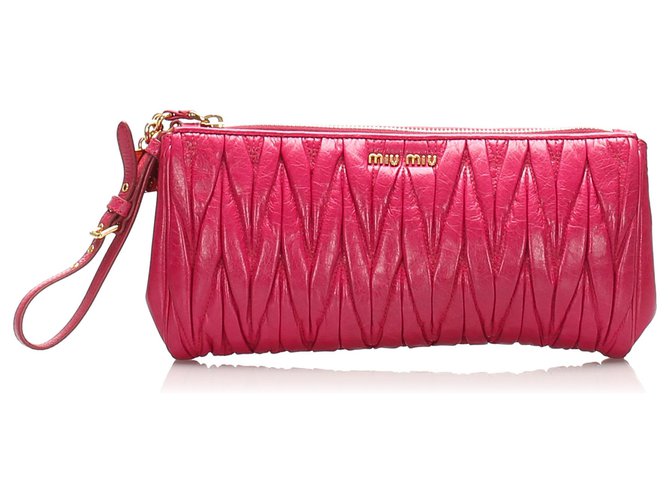MIU MIU クラッチバッグ ピンク miu ミュウミュウ マテラッセ クラッチバッグ ピンク ベージュ