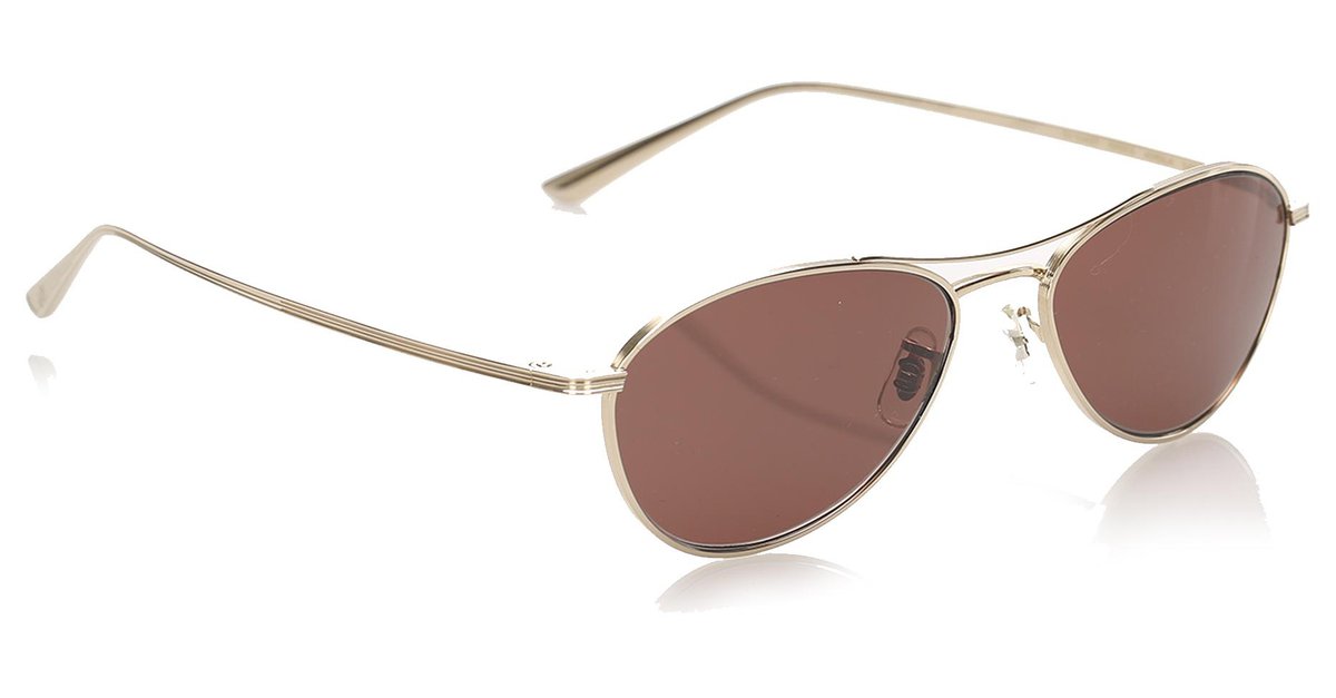 Oliver Peoples Red Aero LA Aviator Tinted Sunglasses Golden