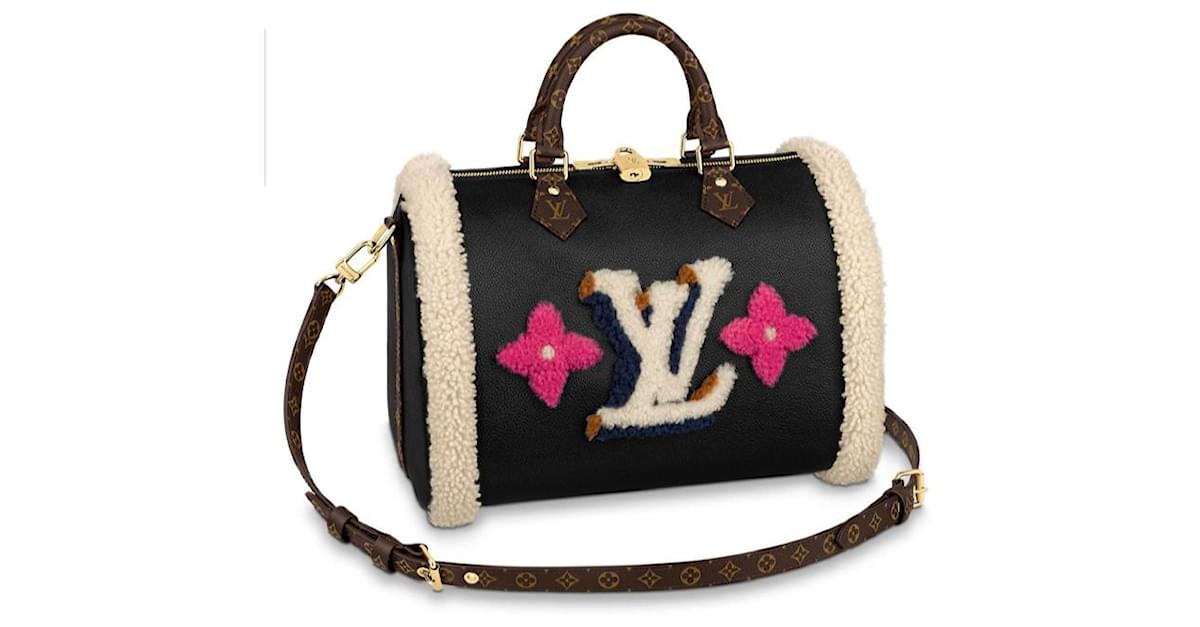 Louis Vuitton Black Multicolor Monogram Shearling Teddy Speedy Bandoulière  25 Gold Hardware Available For Immediate Sale At Sotheby's