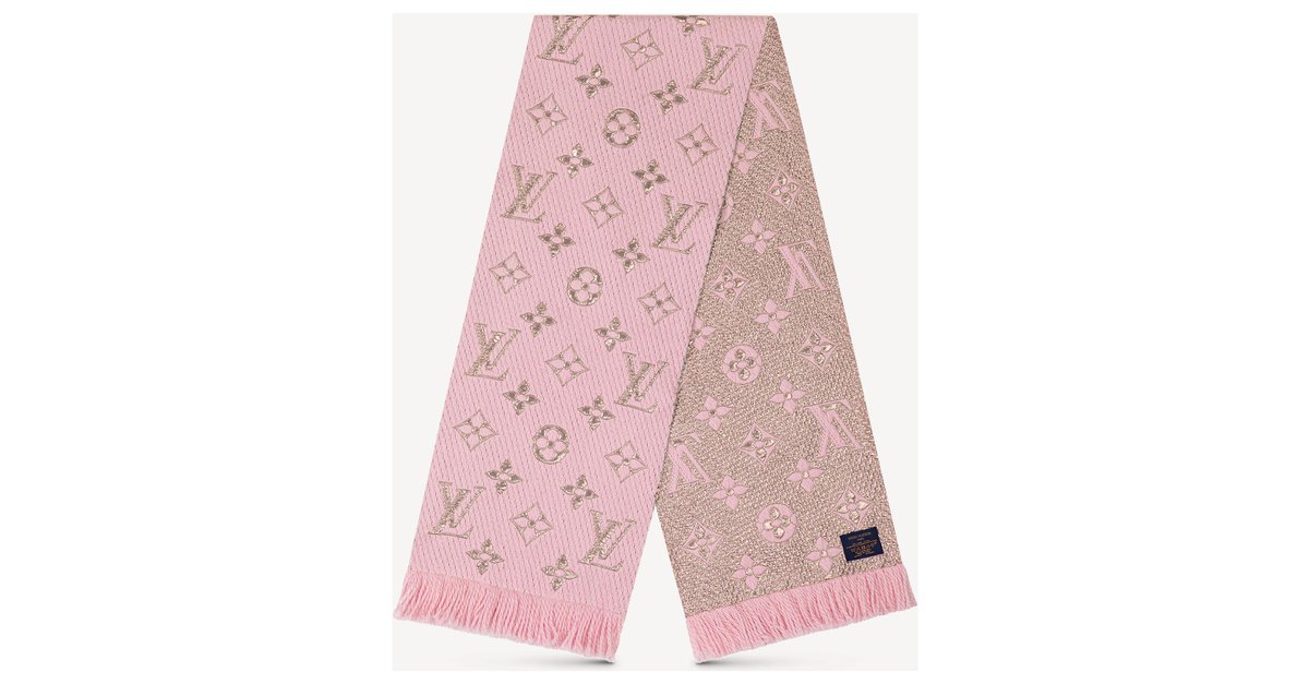 LOUIS VUITTON Scarf M70466 Escalp Logo Mania Shine wool/silk pink pink –