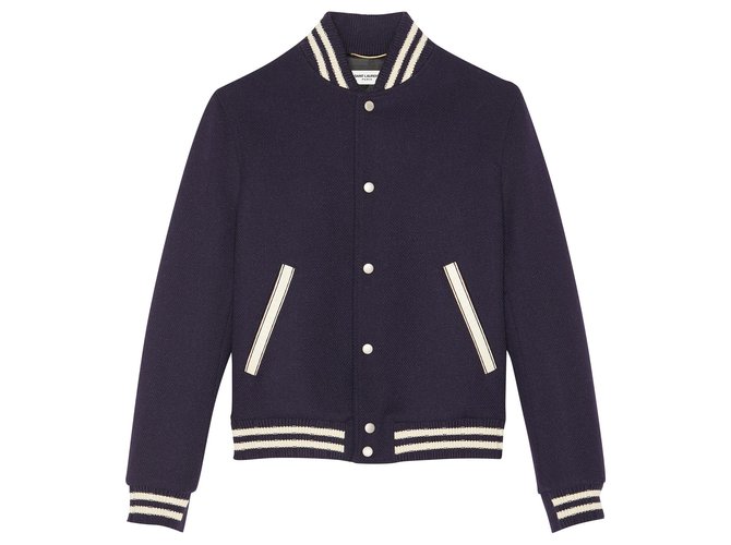 Saint Laurent Teddy Jacket Blue Saint Bomber Jacket SAINT LAURENT