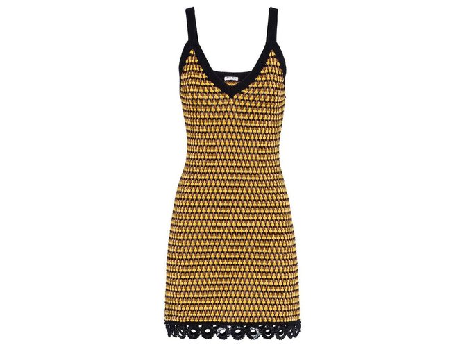 miu miu crochet dress Crochet Mini Dress Black