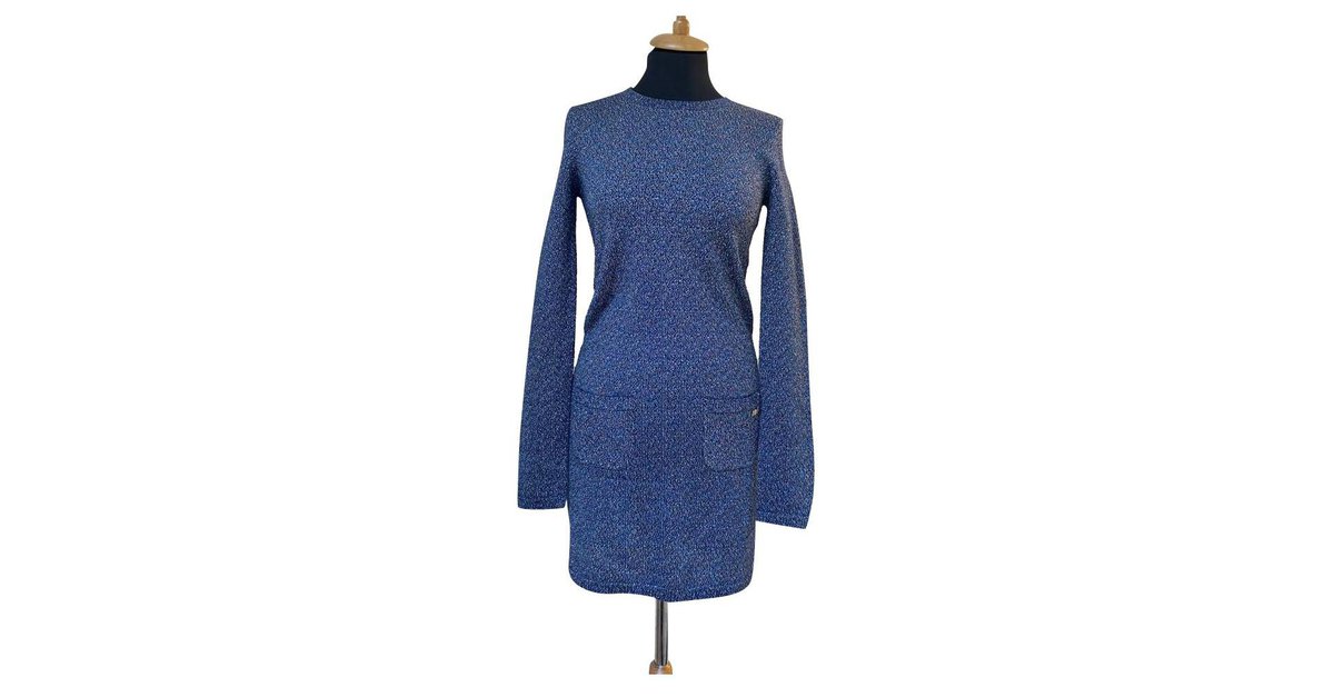 Chanel Byzance metallic dress Blue Cashmere ref.236873 - Joli Closet