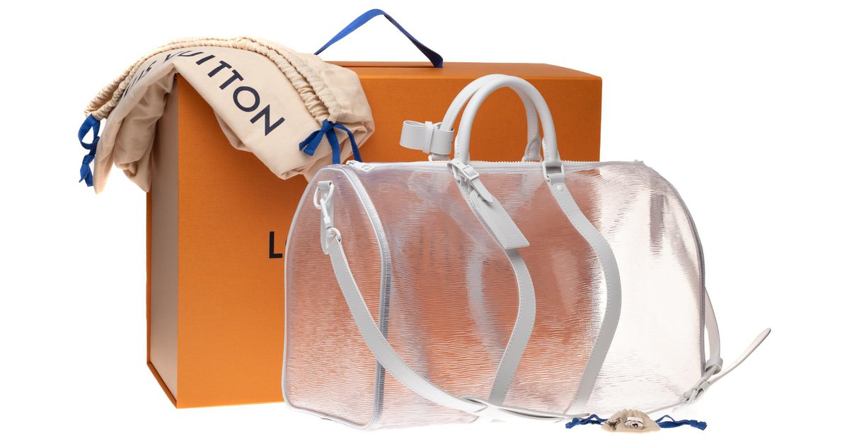 Louis Vuitton Wavy Keepall 50 Bandouliere Transparent EPI PVC Travel Bag White