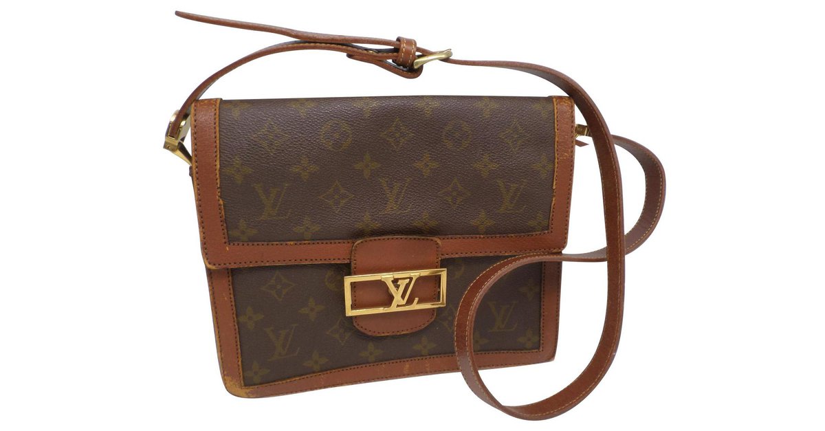 Dauphine vintage cloth handbag Louis Vuitton Brown in Cloth - 24331228
