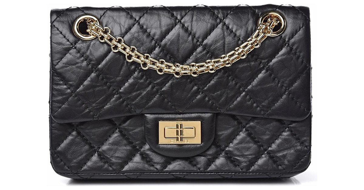 Chanel mini 2.55 Black Leather ref.238097 - Joli Closet