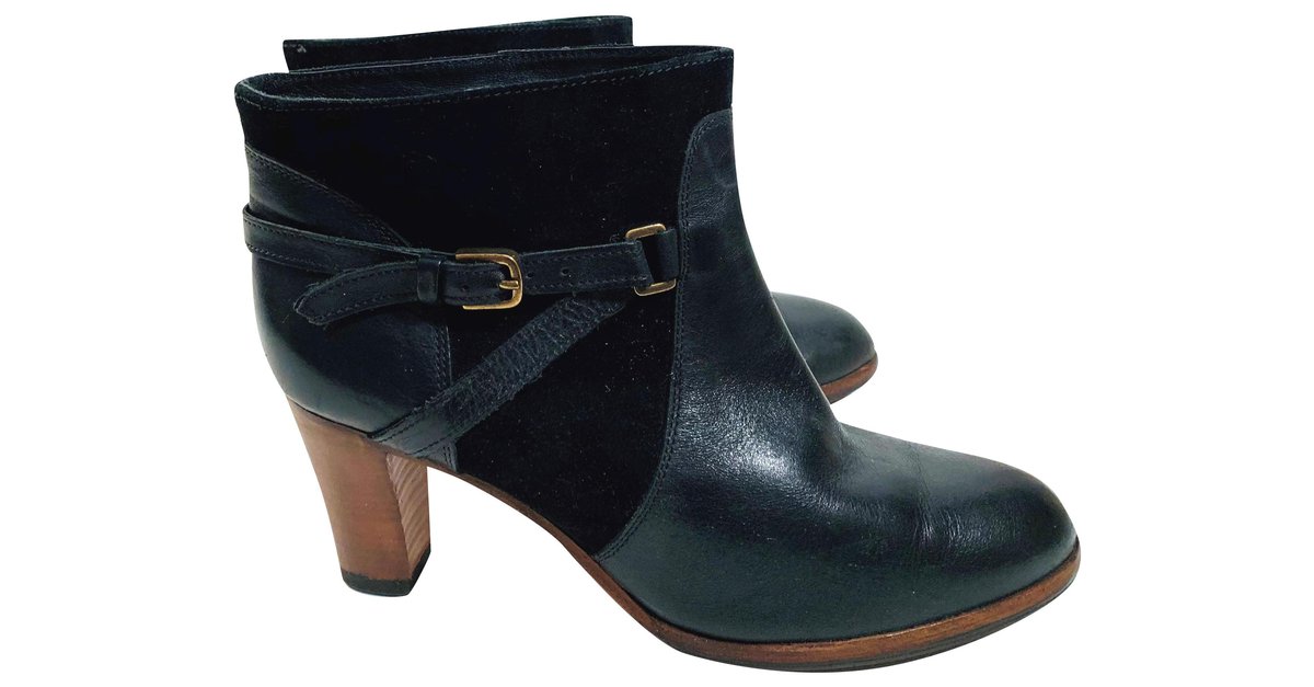 Comptoir Des Cotonniers Bottines Cuir Daim Noir ref.239378 Joli Closet