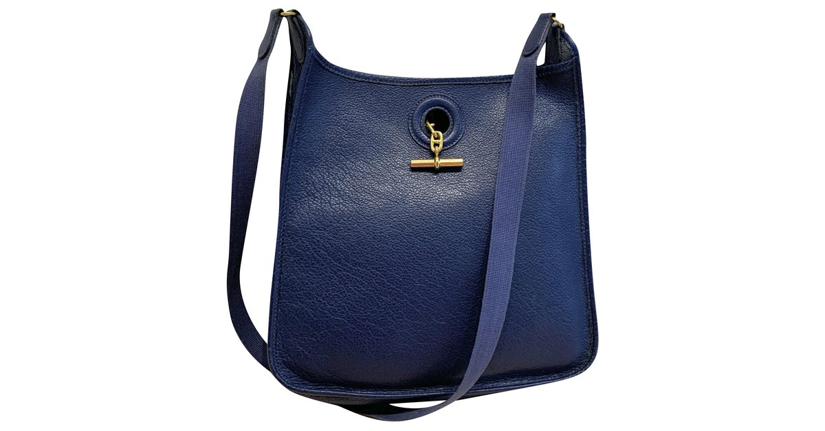 Hermès HERMES VESPA GM BAG Blue Leather ref.239464 - Joli Closet