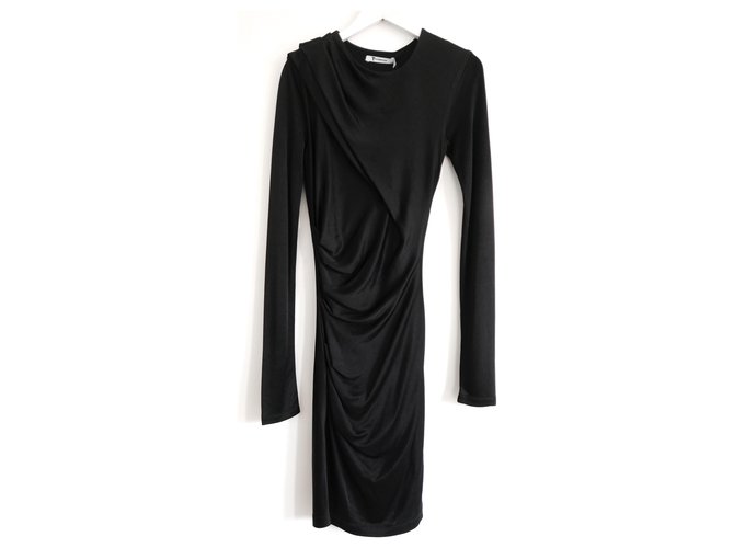 T By Alexander Wang Black draped dress Rayon Joli Closet