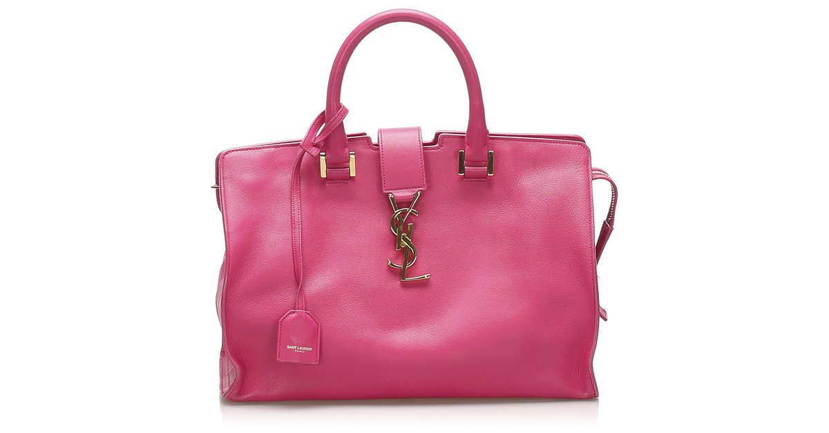 Yves Saint Laurent YSL Pink Cabas Monogram Leather Satchel Pony-style  calfskin ref.240295 - Joli Closet