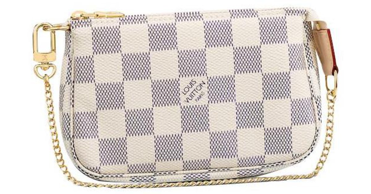 Louis Vuitton Mini pochette accessoires damier azur canvas White Leather  ref.241050 - Joli Closet