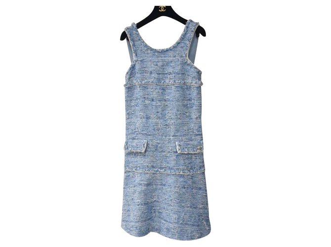 Chanel 15P Light Blue Fantasy Tweed Dress Viscose ref.JC241105 (Sold) -  Joli Closet