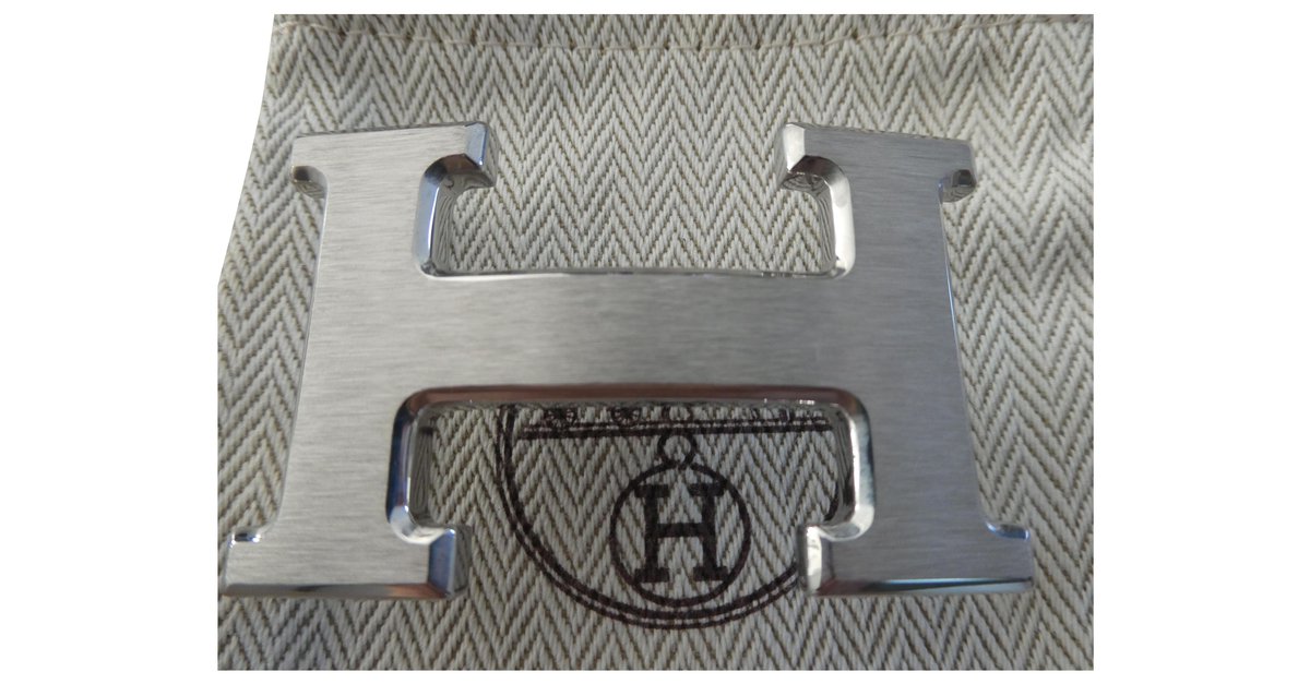 Hermès belt buckle model 5382 brushed silver steel 32MM Silvery