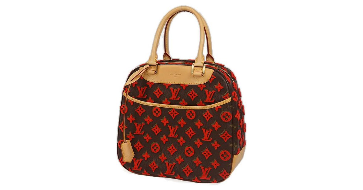 Louis Vuitton Rouge Monogram Tuffetage Deauville Cube Bag