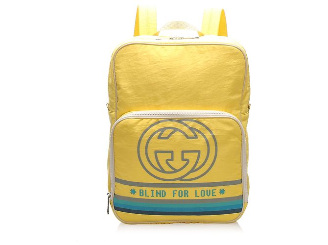 Gucci Yellow Blind For Love Nylon Backpack Multiple colors  display picture 3