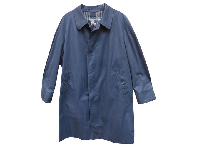 raincoat man Burberry vintage t 56 Navy blue Cotton Polyester ref