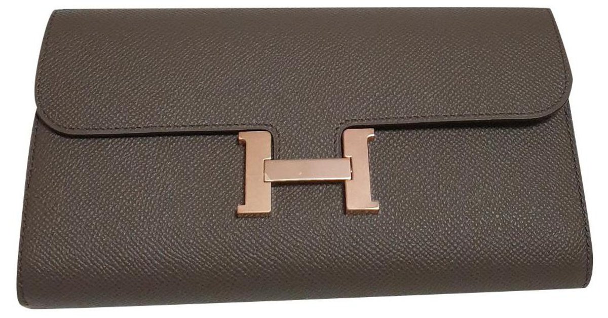 Hermes Constance Long To Go ostrich wallet - ShopStyle