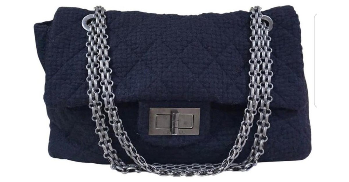 Chanel 2.55 Reissue Xxl Quilted Maxi Jetsetter Black Tweed Shoulder Bag  ref.248502 - Joli Closet