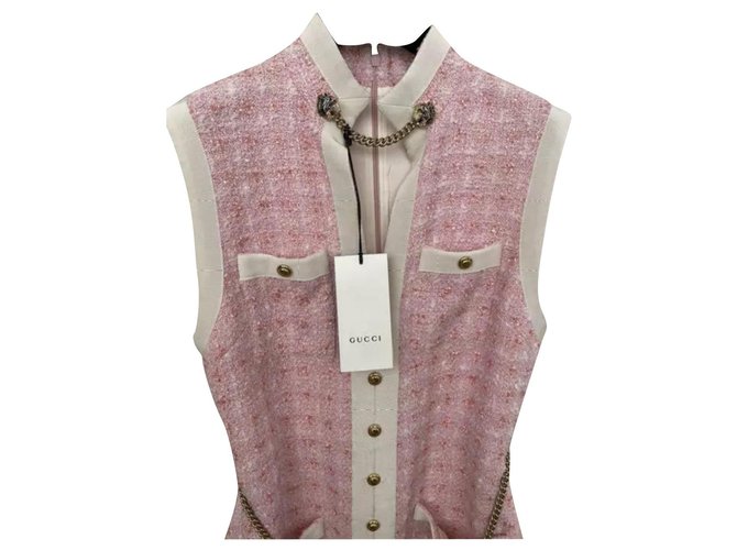 Gorgeous !!! Gucci 2019 Cruise Collection- Long Dress Pink Tweed ref.250333  - Joli Closet