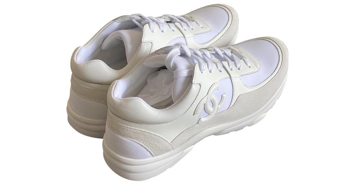 chanel triple white sneakers