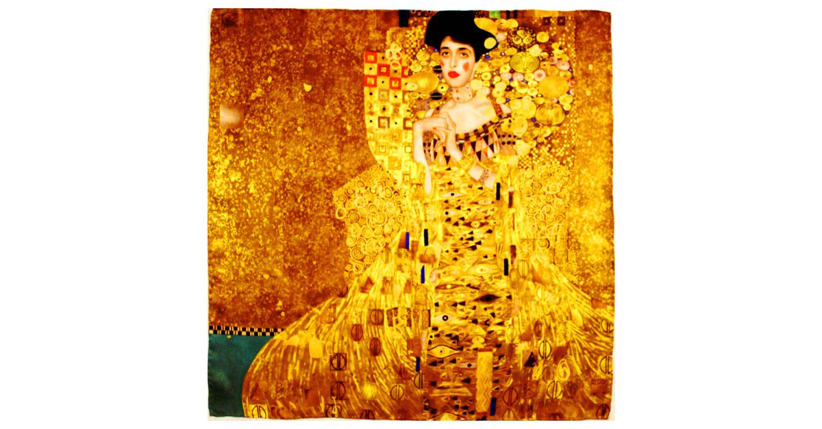 prettystern XXL Crepe Seta Panno di Seta Bordi Arrotolati Mano Nouveau Gustav Klimt spessore 16 Mm 