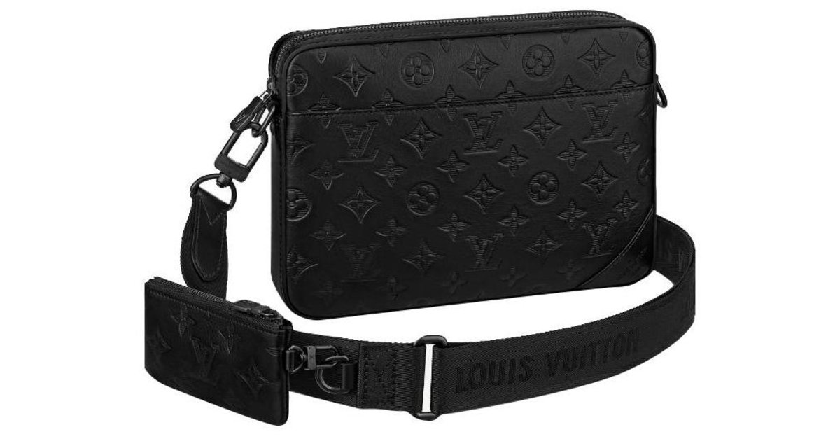Louis Vuitton 2020 Pre-Owned Monogram Eclipse Trio Messenger Shoulder Bag -  Black for Women
