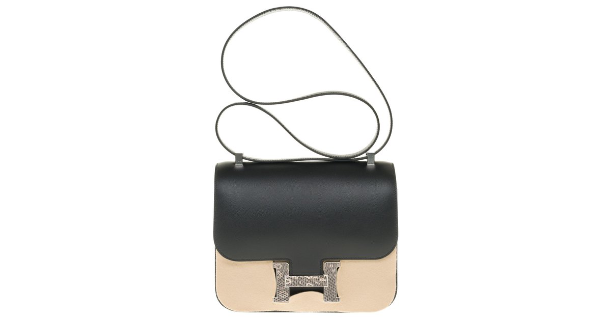 RARE Hermes Constance 24 shoulder bag in black Madame calf and Clasp in  Lizard at 1stDibs