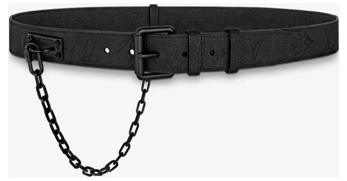 Pre-owned Louis Vuitton Signature Belt Monogram Chains 35mm Absolute Black