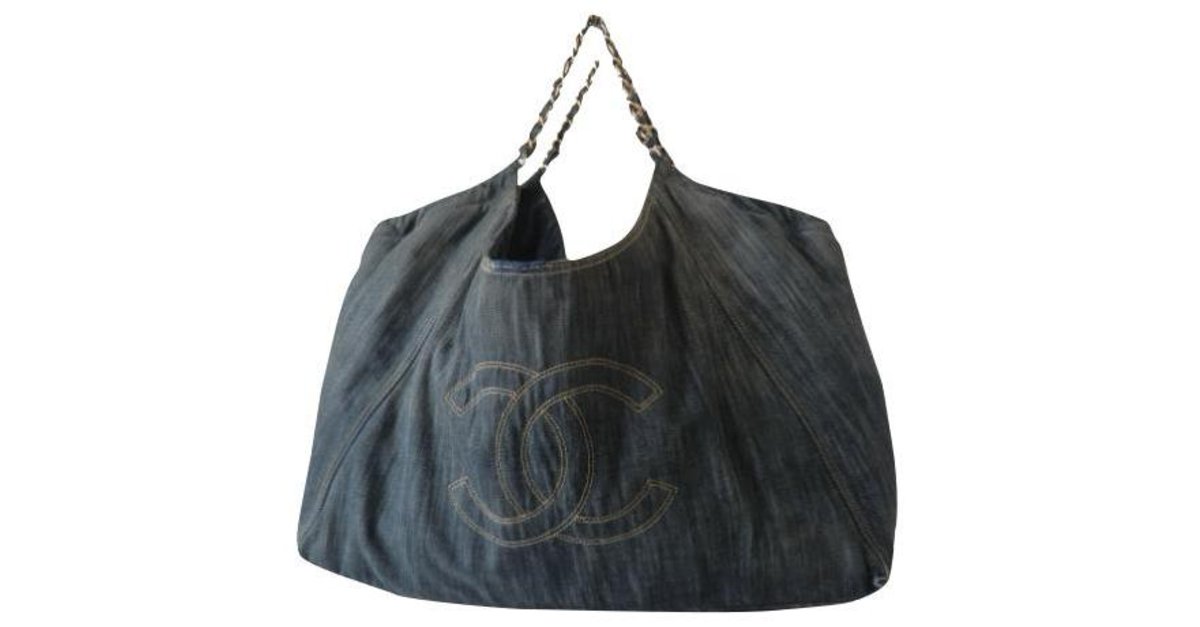 Chanel XXL Denim Tote Bag Dark blue ref.259348