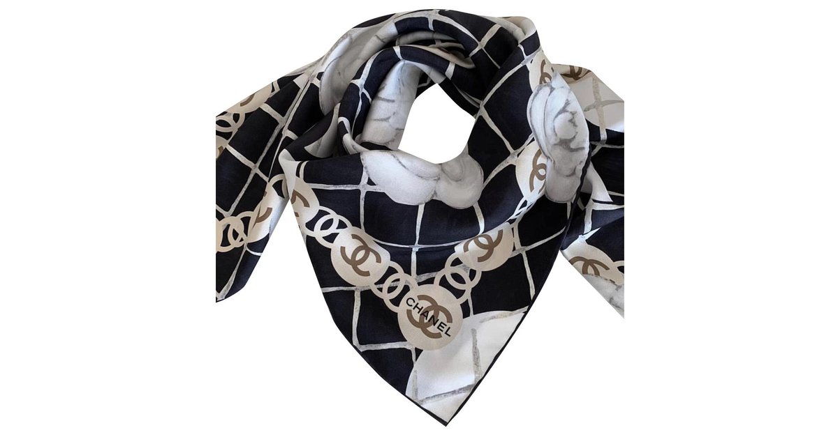 Chanel scarf Black Silk ref.259711