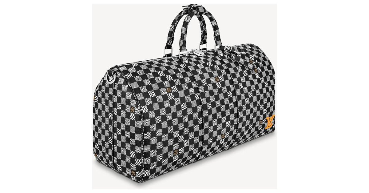 Louis Vuitton Black and White Distorted Damier Keepall Bandoulière 50