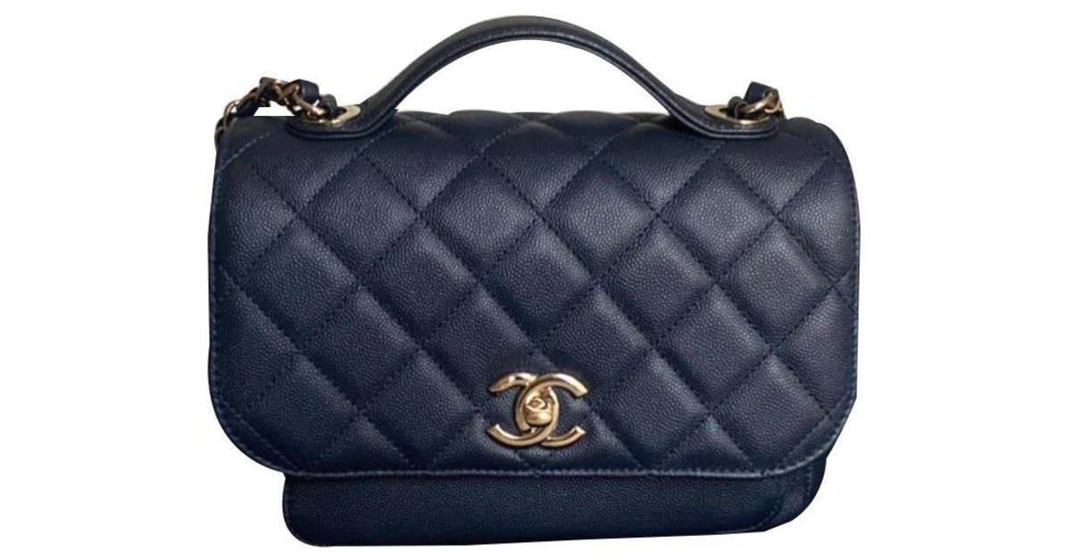 Chanel Navy/Burgundy Quilted Caviar Leather Coco Lizard Handle Bag -  Yoogi's Closet