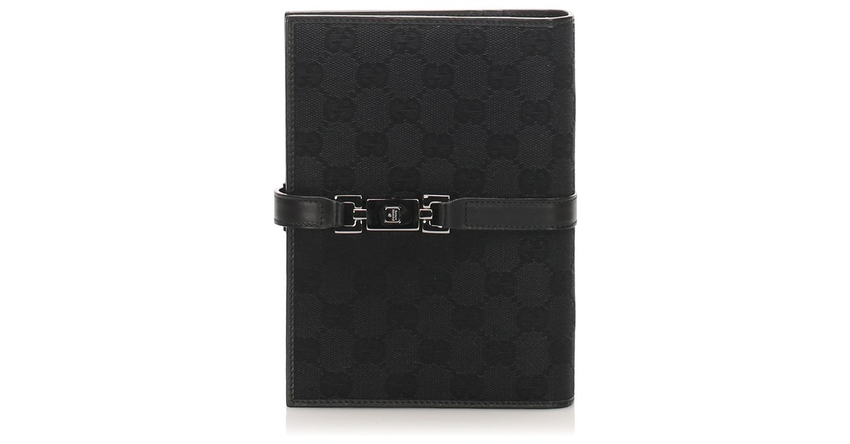 Gucci Black GG Canvas Notebook Cover Cloth Metal Cloth  - Joli  Closet