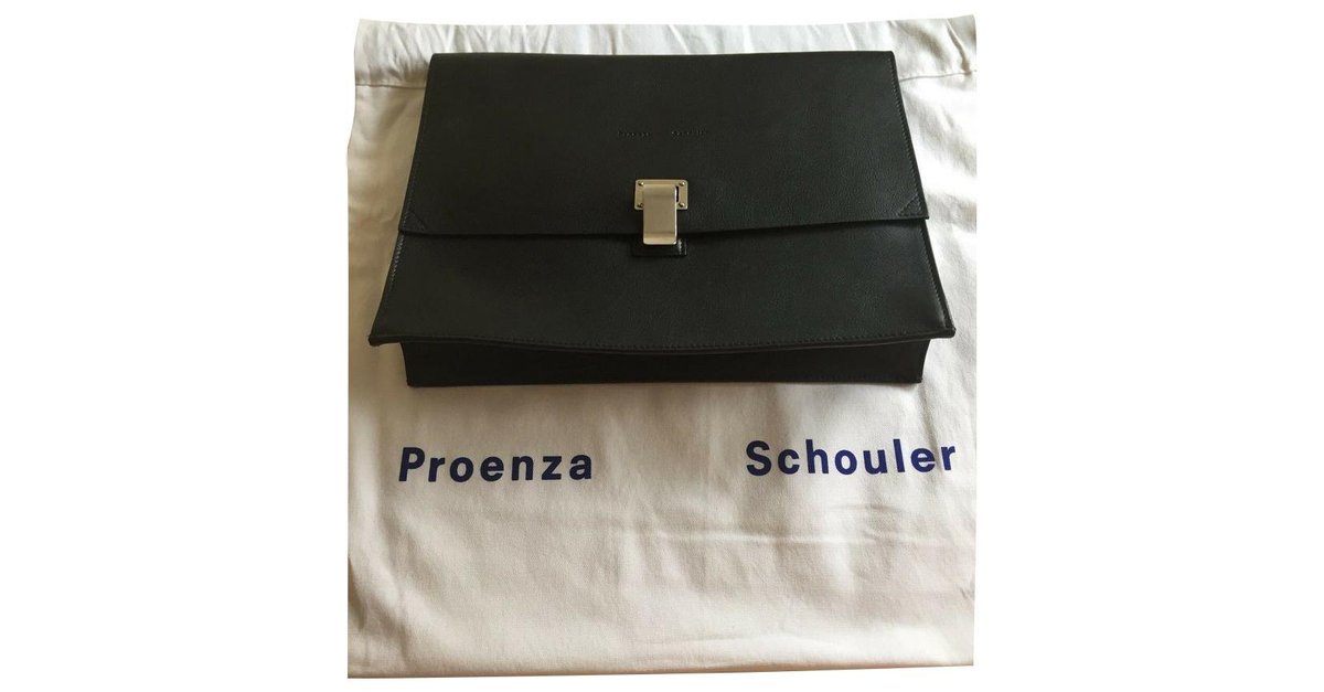 Proenza Schouler Lunchbag Clutch Black Leather ref.262432 Joli