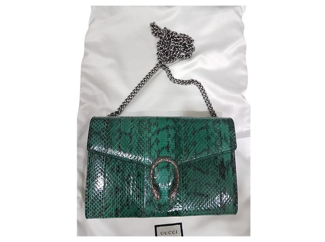 Gucci Green Python Bag Gucci Clutch bags Dark green Python ref.263815 - Joli Closet