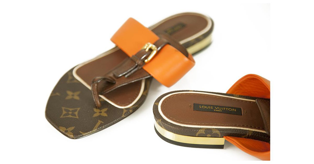 Louis Vuitton Brown Monogram Cottage Mule Sandals Leather ref