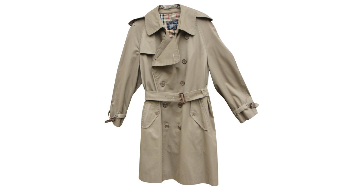 Burberry vintage men's trench coat 70's t 52 Khaki Cotton Polyester  ref.265597