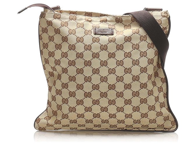 Gucci Brown GG Canvas Crossbody Bag Beige Cloth Cloth ref