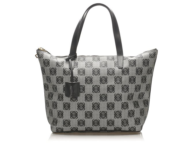 ☆韓国の人気☆【LOEWE】☆ANAGRAM TOTE BA.G☆正規品☆ Loewe Black Printed Anagram Tote Bag Grey Leather Plastic