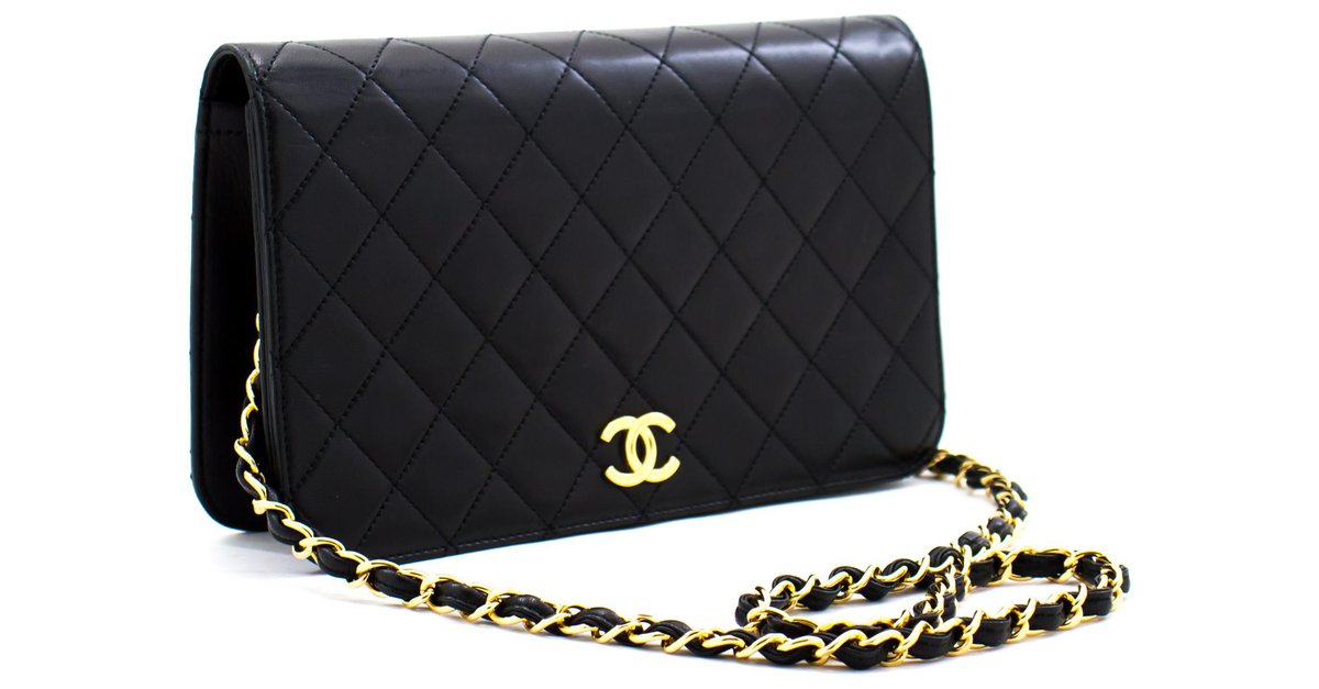 CHANEL Lambskin Enamel Quilted Clutch With Chain, Light Blue, NEW IN BOX
