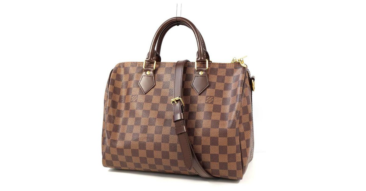 Authentic Louis Vuitton Speedy Bandouliere 30 Damier Ebene N41367