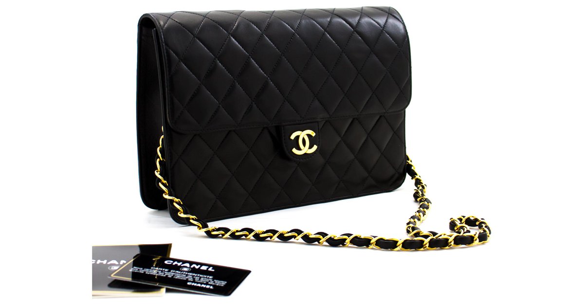 CHANEL Chain Shoulder Bag Clutch Black Quilted Flap Lambskin Leather  ref.273034 - Joli Closet