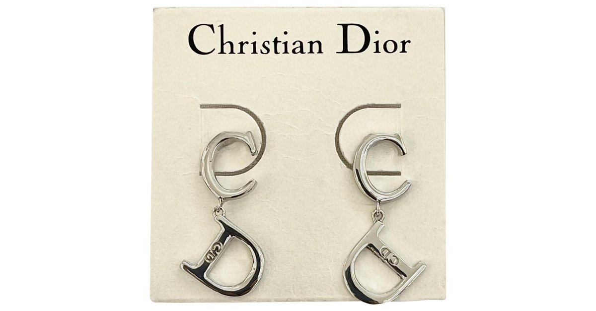 Dior Vintage CD dangle earrings Silver hardware Silver-plated ref