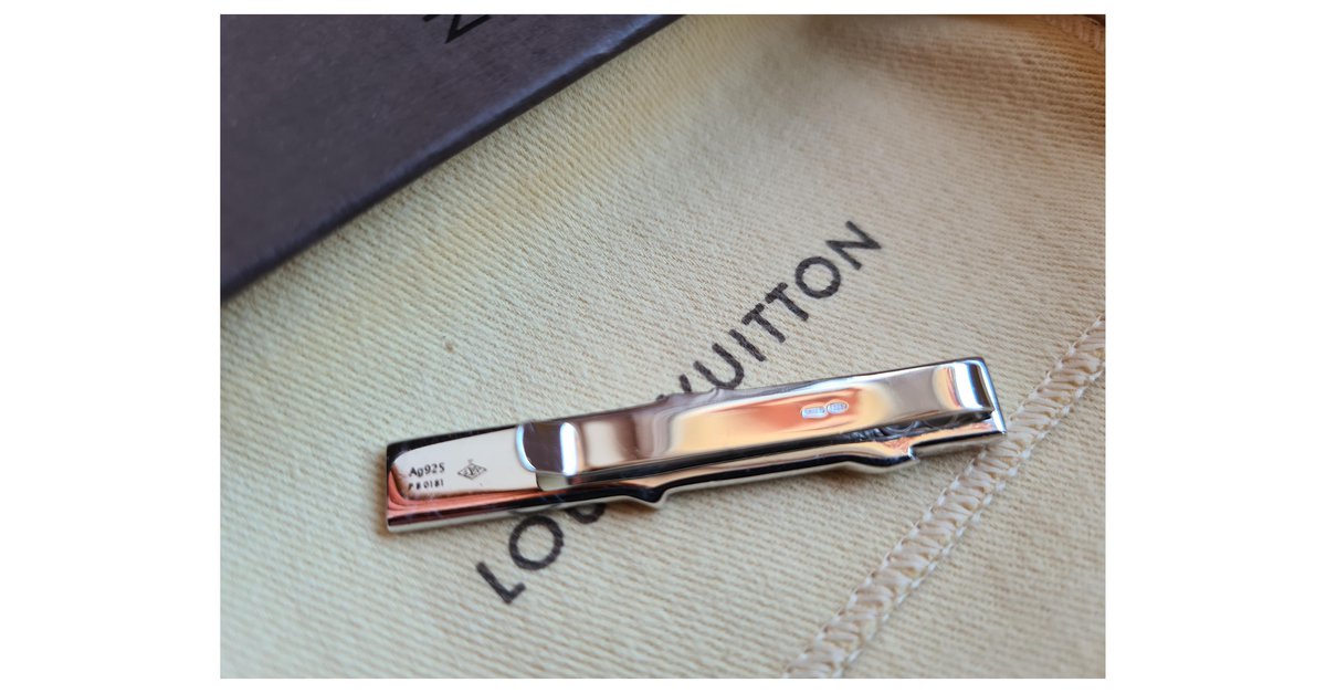 Louis Vuitton LV Initiales Tie Clip Silver Metal